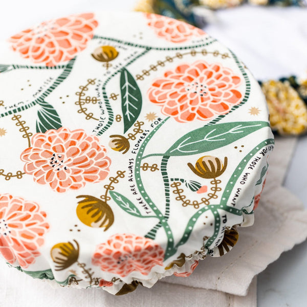 Reusable Dish Cover - Coral Zinnia